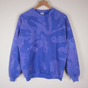 vtg Jerzees Blank Sweatshirt 90s Custom Bleached Blue Adult XL 22x26